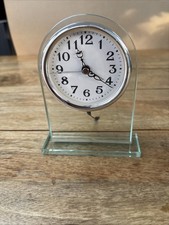 Charming Glass and Chrome Small Mantel Alarm Clock Working