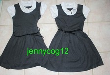 2 BHS Charcoal Grey Jersey All In One Mock Top Pinafore Dress School Dresses 11