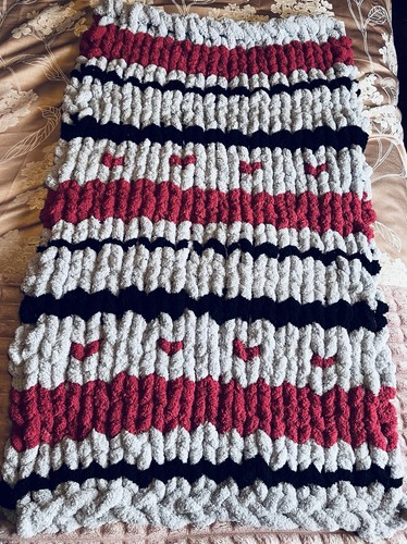 Hand knitted chunky - chunky, blanket