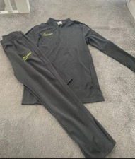 Nike Kids Tracksuit Grey/Neon Set 13-14Y Zip Top & Bottoms New No Tag Boys Teen