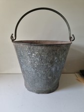 Vintage Galvanised Steel Metal Bucket Planter Garden Salvage  