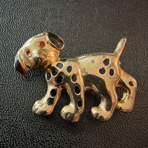 Vintage gold tone dog brooch - gold-tone,