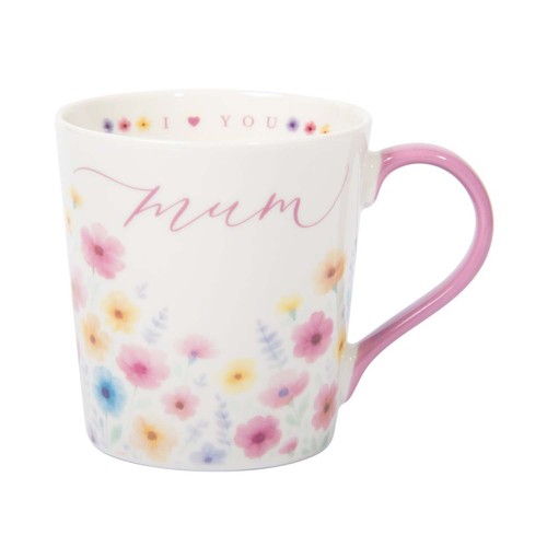 White floral ceramic - white, mug