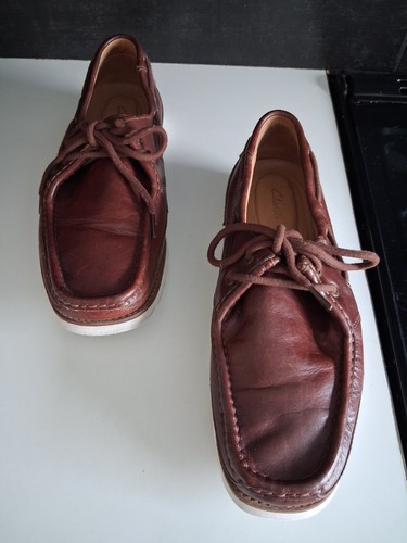 Clarks mahogany leather boat - leather,