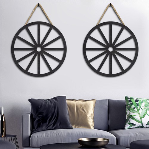 2pcs wheel wall decor wooden - wheel,