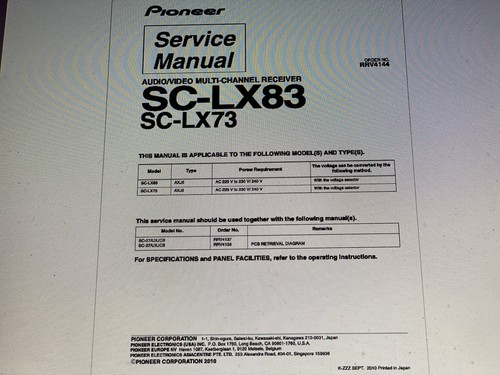 Pioneer lx83 service manual - pioneer,