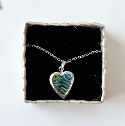 Silver tone heart abalone - heart,
