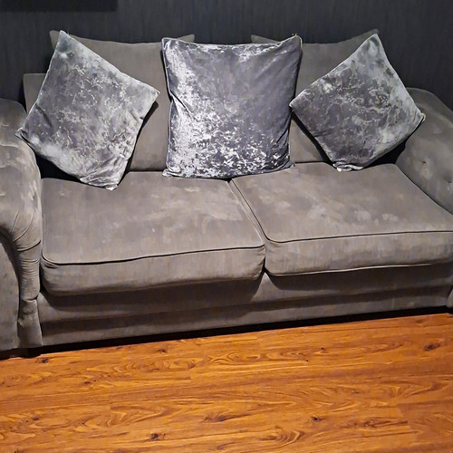 Grey velvet seater sofa - velvet, 2