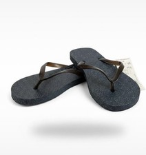 F&F Black Glitter Flip Flops