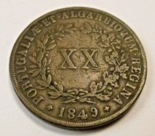 1849 Queen Maria II of Portugal XX Reis Lisbon Mint   #