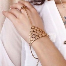 Women Tassel Slave Bracelet Bangle Finger Ring Harness Hand Chain Jewellery