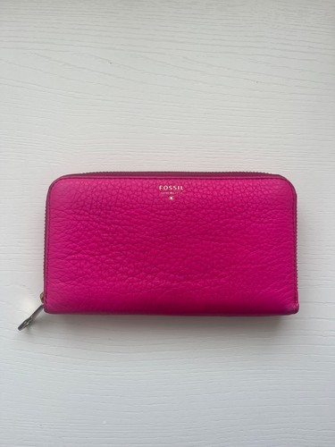 Pink leather fossil purse - leather,