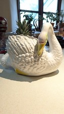 Large Mid Century Vintage Ceramic Swan Planter Jardiniere Great Condition 
