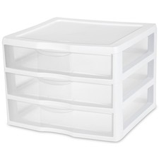 Wide 3 Drawer Unit, Clear
