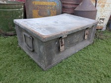 Vintage Heavy Metal Trunk Military Box Storage Chest Coffee Table Case Tool Ammo