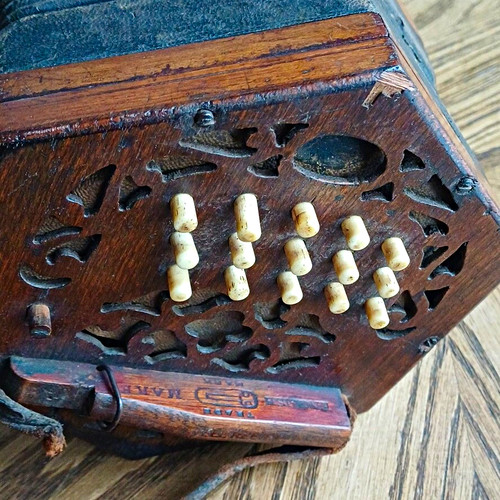 Antique button mahogany - button,