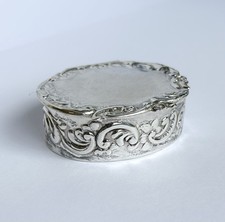 Vintage 925 Silver Pill Trinket Box / Large Size Ornate Dressing Table ???