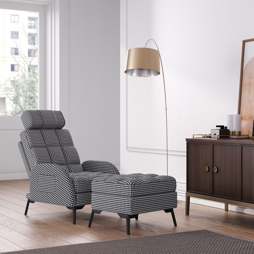 Houndstooth recliner sofa - houndstooth,