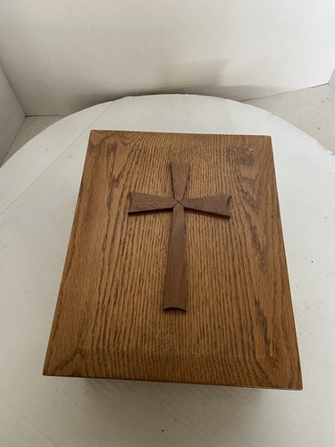 Vtg oak wooden box with - wooden,
