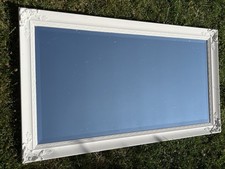 Vintage Large Bevelled Wall Mirror Painted White Frame 74cm high by 135cm wide