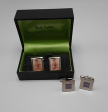 TWO PAIRS PAUL SMITH CUFFLINKS - VINTAGE NUDE LENTICULAR AND CHINESE CHARACTERS