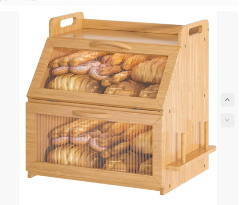 Natural bamboo wood bread bin - natural,