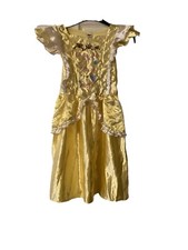 Very pretty yellow satin Goldilocks girls fancy dress embroidered apron age 6-8