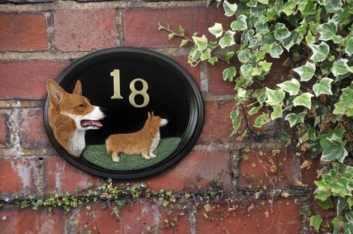 Hand painted corgi dog - corgi, house