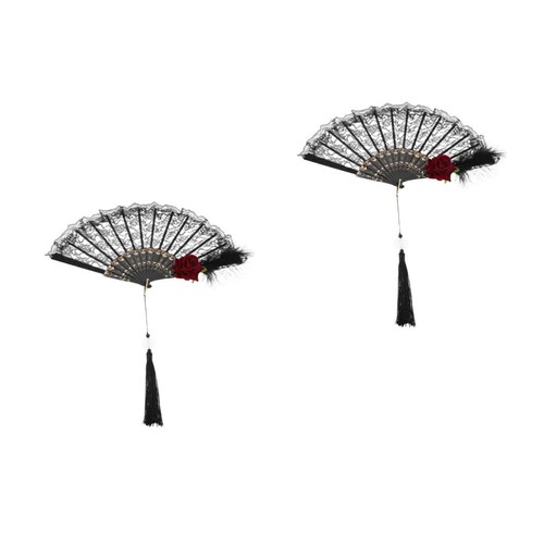 2pcs foldable lace hand fans - 2pcs,