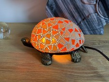Tiffany Style Mosaic Tortoise Turtle Lamp Working inc. bulb and inline switch