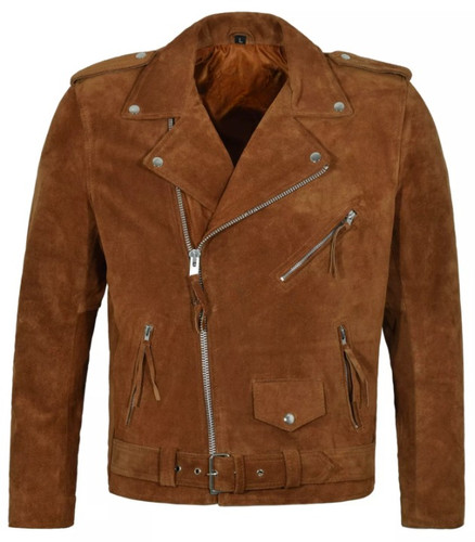 New men tan suede leather - new,