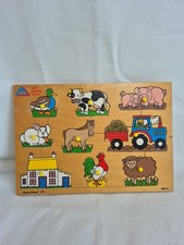 Elc wooden farm animal peg - wooden,