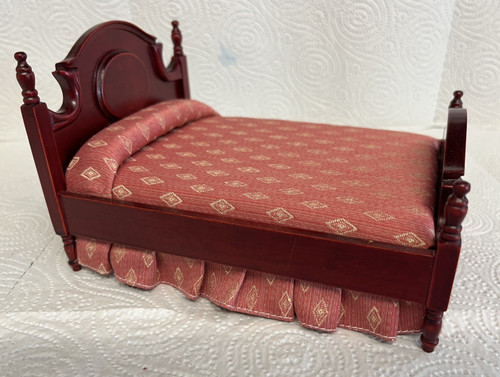 Dolls house mahogany bed - bed, with