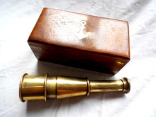 Telescope pocket with wooden box Brass vintage 6" spyglass scope nautical gift