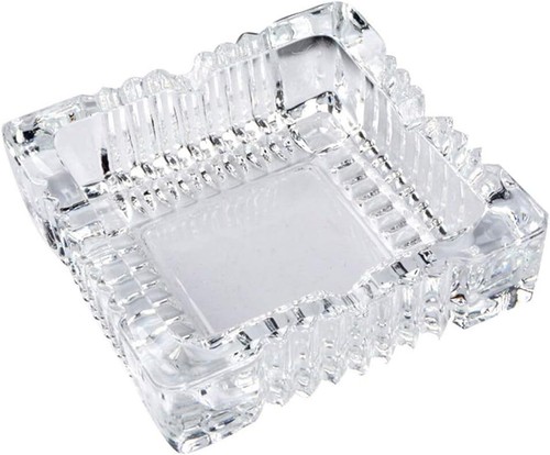 Clear square glass ashtray - clear,