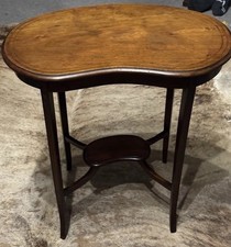 Edwardian Kidney Shaped Mahogany Side Table with Inlay, c.1900–1910