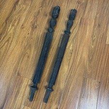 Pair Antique Solid Wood Carved