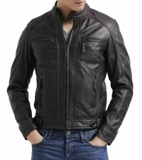 New Men's Black Leather Side