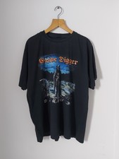 Vintage Grave Digger Band T-Shirt Men's Large Black Heavy Metal Double-Sided