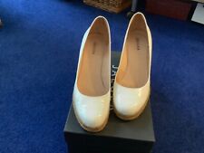 JAEGER Leather Patent Shoes Plaited Hessian Wedge High Heels UK 5