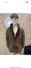Vintage 60s German Sheepskin Suede wool winter Pea Coat 38R
