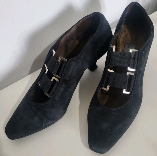 Vintage black suede kitten - black,
