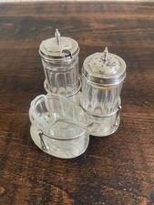 SOLID SILVER & CUT GLASS CRUET