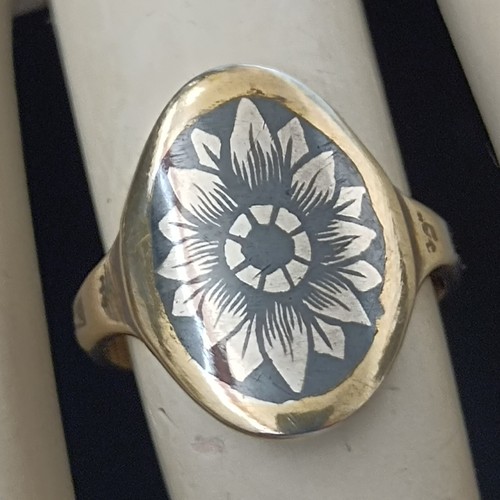 Niello floral ring gilded - floral,