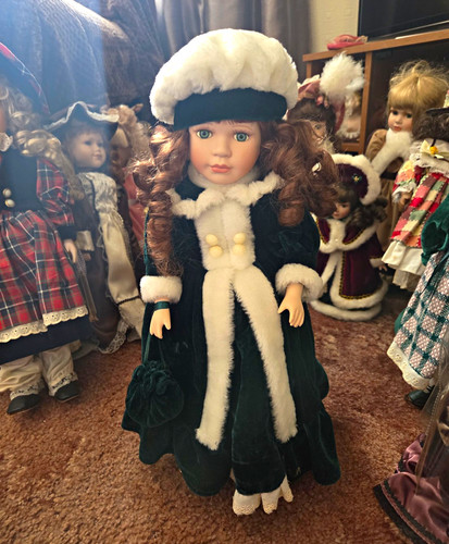 Porcelain girl doll curly - porcelain,