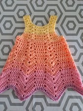 Handmade Baby Girl Crochet Summer Dress  6-9 Mth Soft Acrylic