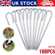 8-100x Rebar Ground Stakes 12'' Heavy Duty J Hook Anchor Fence Gazebo Tent Pegs