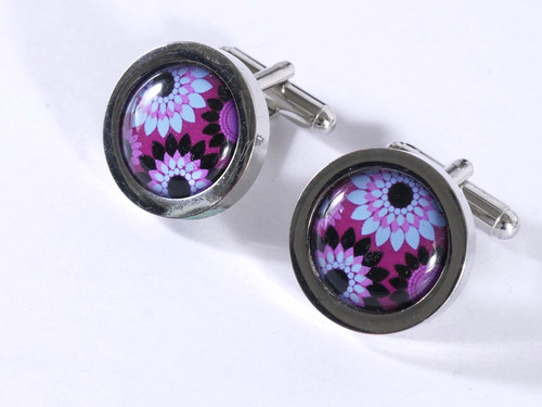 Retro floral pattern cufflinks - floral,