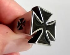 Men's Maltese Iron Cross Ring Black Silver Stainless Steel Chunky Gothic Biker