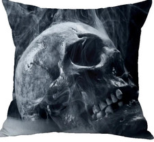 'Grey smoking skull' Linen